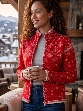 Obermeyer Signature Nordic Wool Snowflake Cardigan